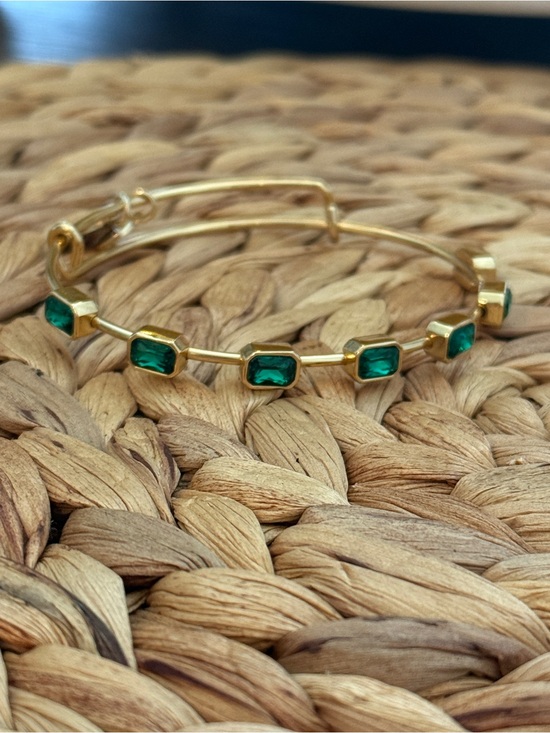 Alex and Ani Jewelry - Alex and Ani Gold with Emerald Green Stones Bangle